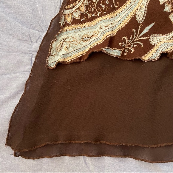 🤎🦋Y2K Brown and Blue Paisley Midi Skirt🦋🤎 - Picture 3 of 5